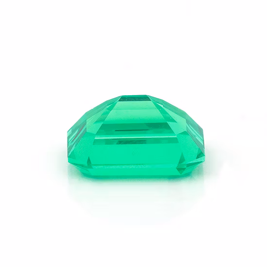 Lab Grown Garnet Vivid Green Faceted Gemstone 8.74 Carat Big Size Emerald Cut Loose Gemstone
