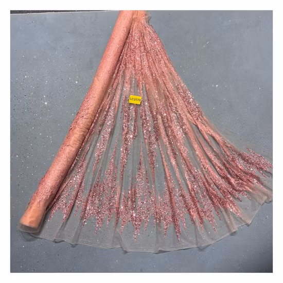 Mint Green Glitter French Net Tulle Sequin Lace Fabric